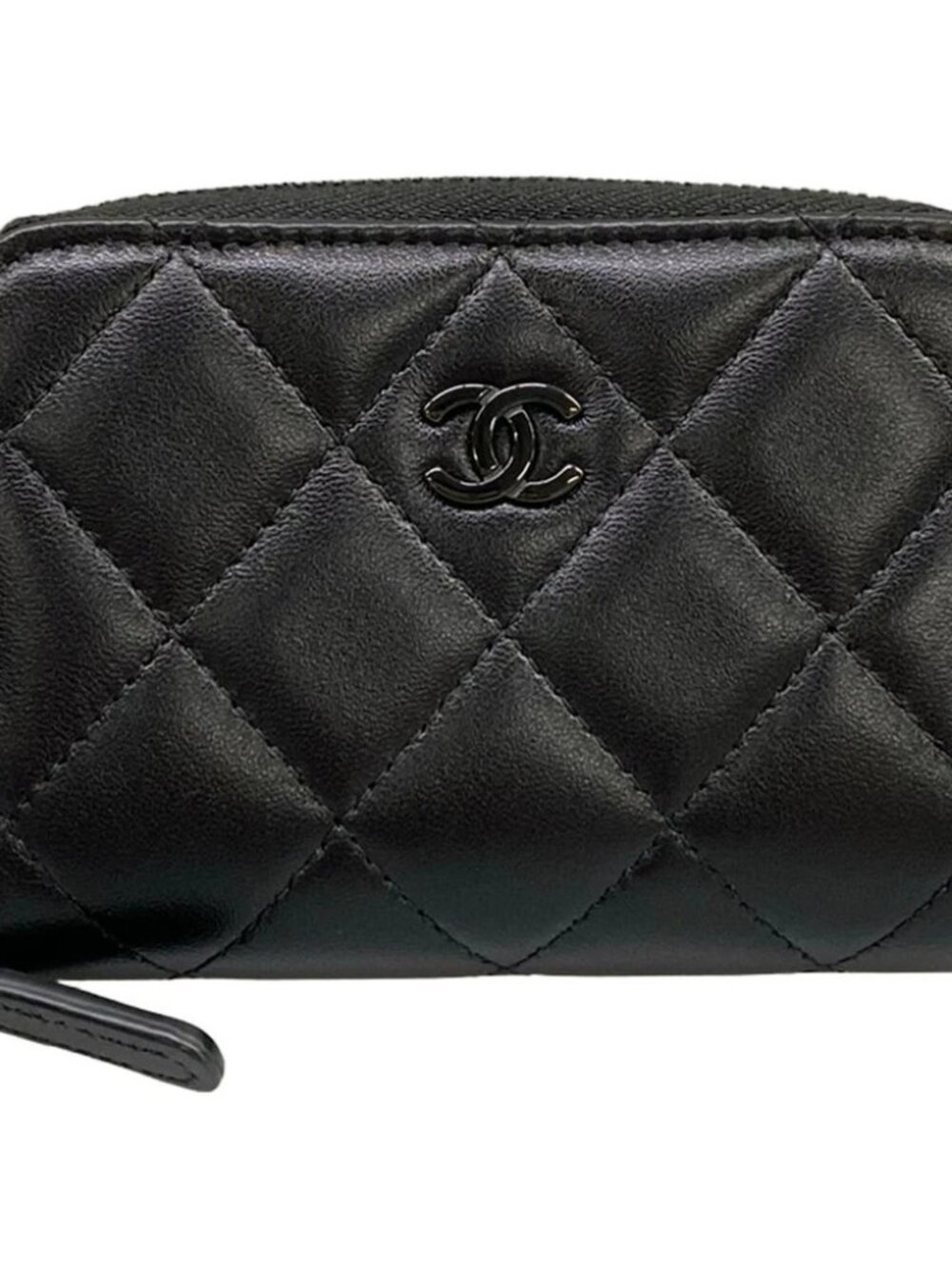 CHANEL Matelasse Black Lambskin Coin Case